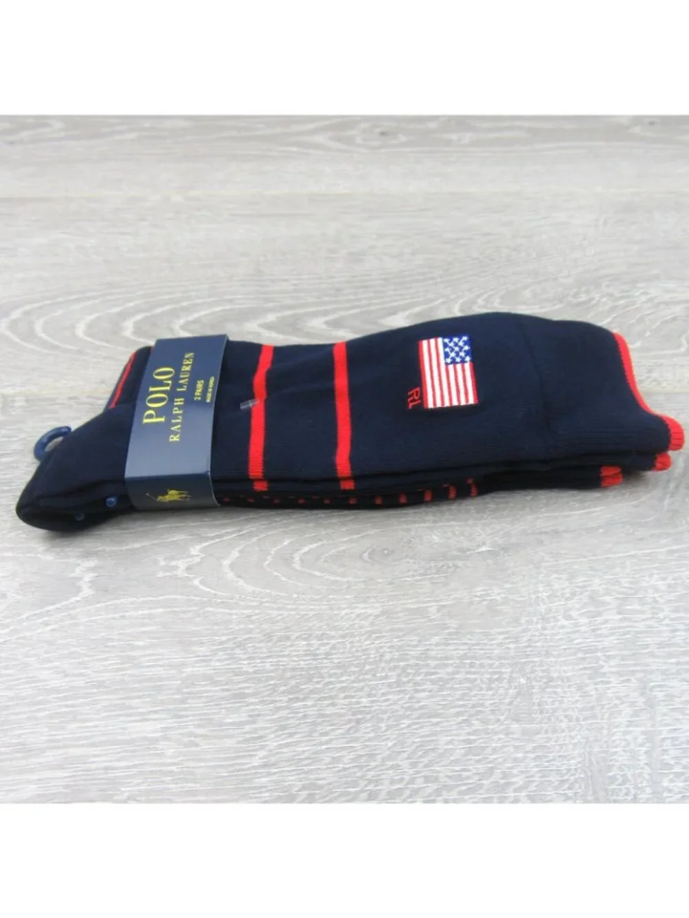 Polo Ralph Lauren Striped USA Flag Socks Men's Size 6-12.5 (2 PAIRS) NEW